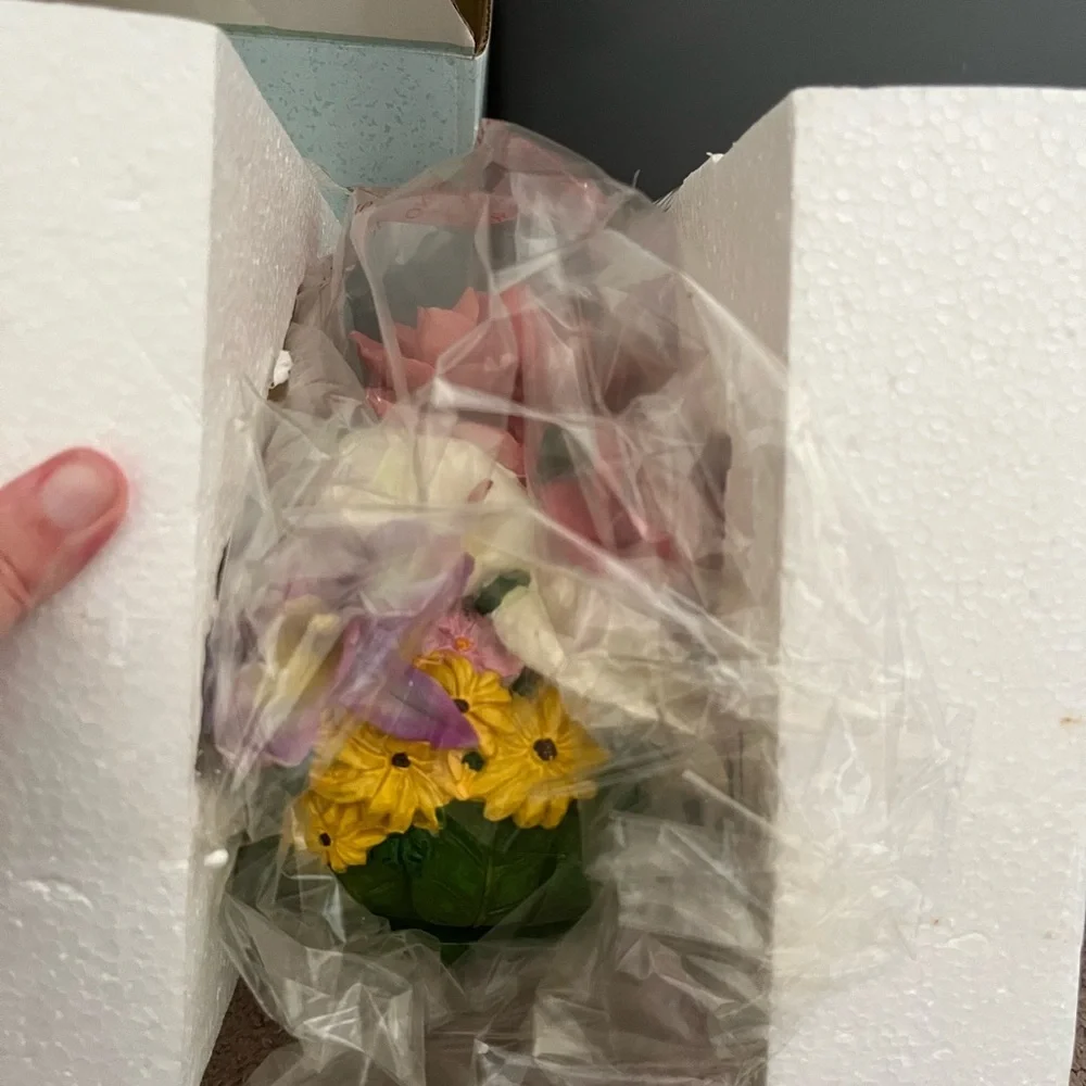 Temptation Hand Painted Polyresin Flower Basket